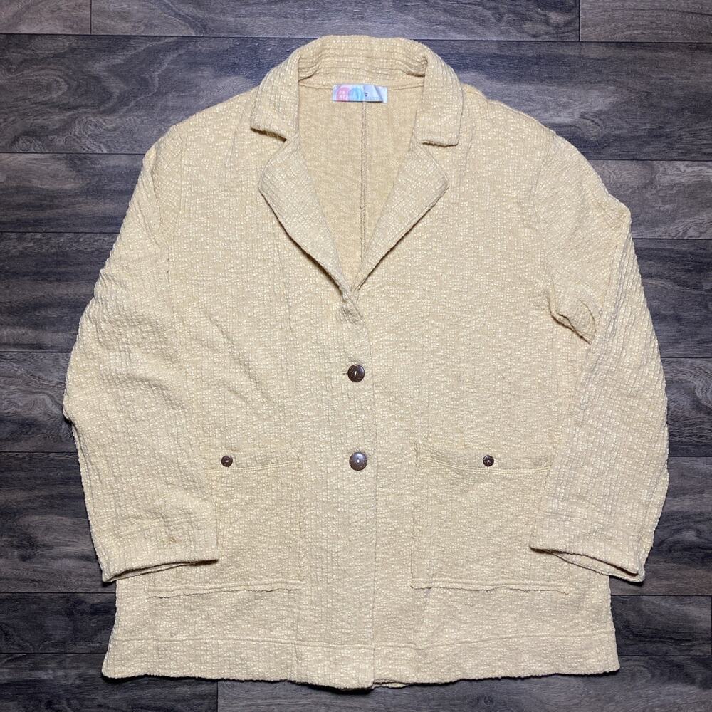 Free People FP Beach Reign Blazer Women's M Ginger Gold Textured Boho EUC